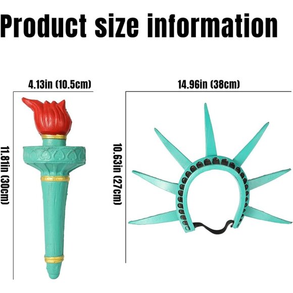 Lady Liberty Costume Accessories Crown Torch Pu Women’s Patriotic Event - Picture 5 of 6
